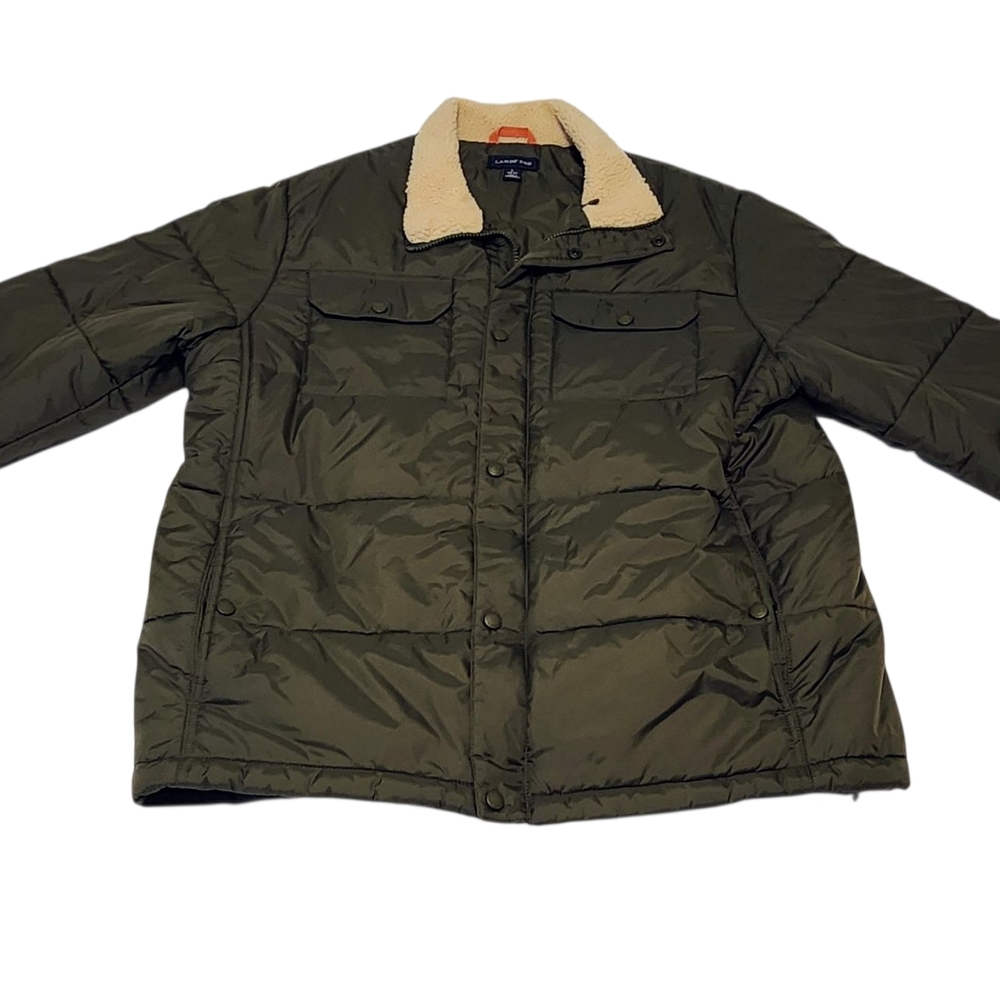 Lands' End‎ Khaki Puffer Jacket with Fleece Lining